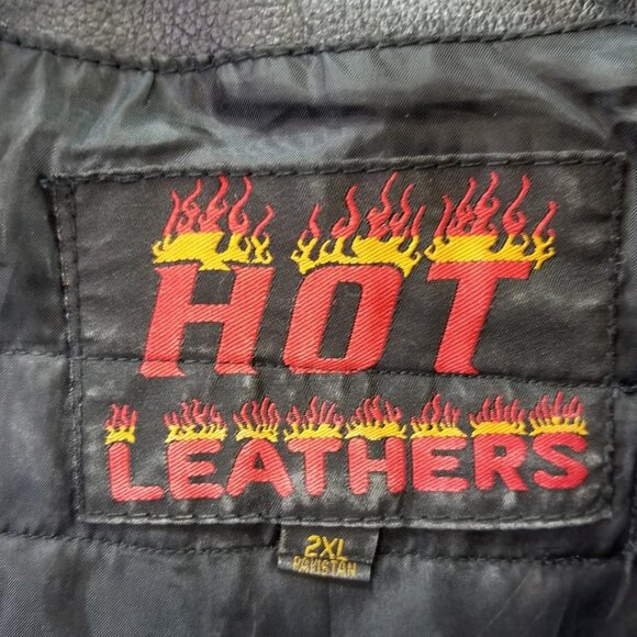 HOT LEATHER Black Motorcycle vest w/Extra patches - sz 2XL - Picture 4 of 9